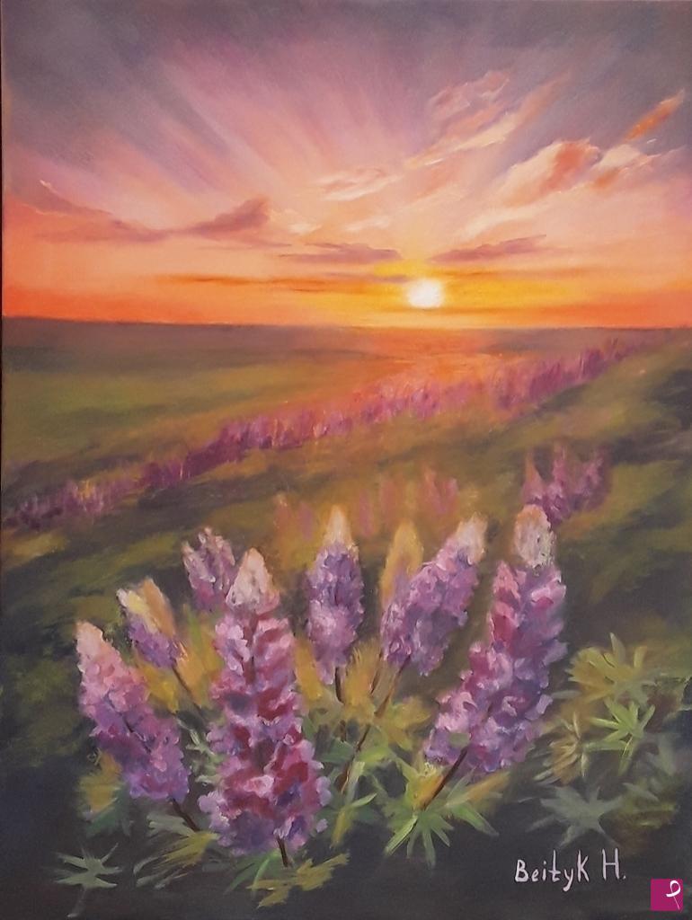 quadri in vendita online - Lupini al Tramonto
