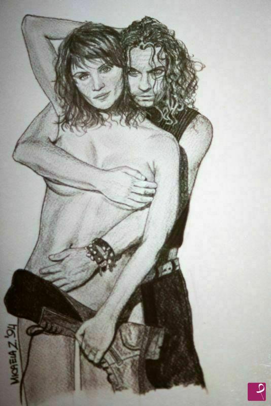 quadri in vendita online - M. Hutchence Inxs e Helena Christensen