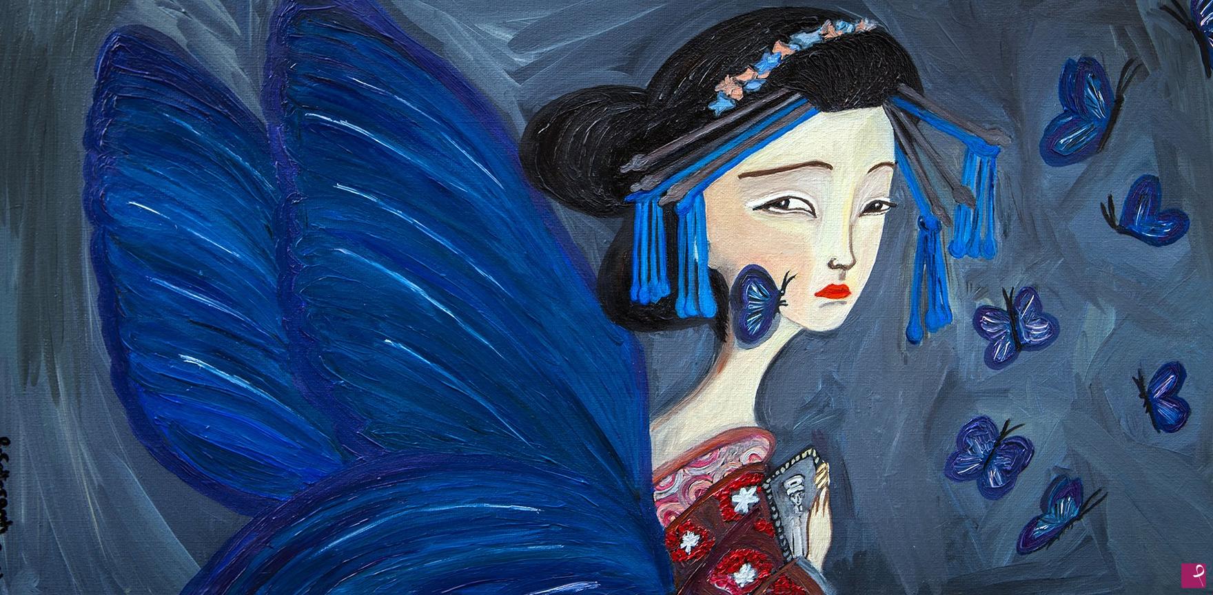 quadri in vendita online - "Madama Butterfly" olio su tela 30x60
