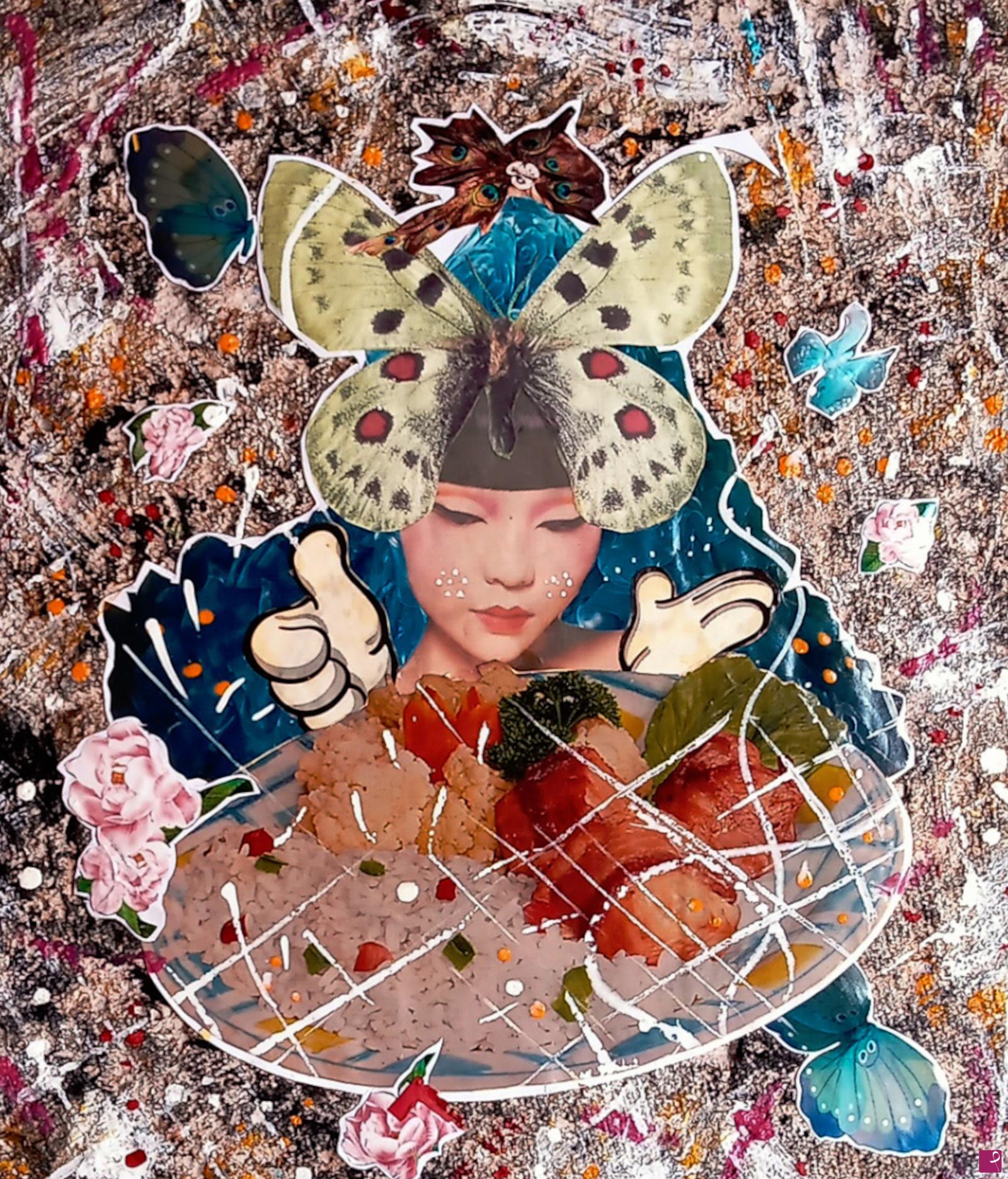 quadri in vendita online - Madame Butterfly's lunchtime