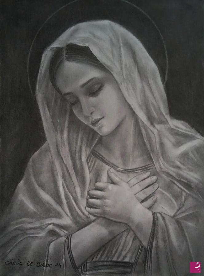 quadri in vendita online - Madonna   a   carboncino