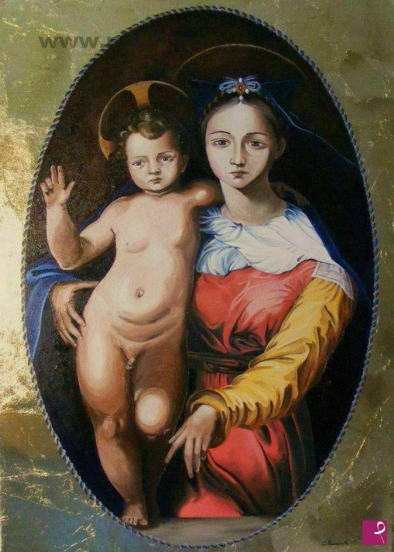 quadri in vendita online - Madonna con bambino