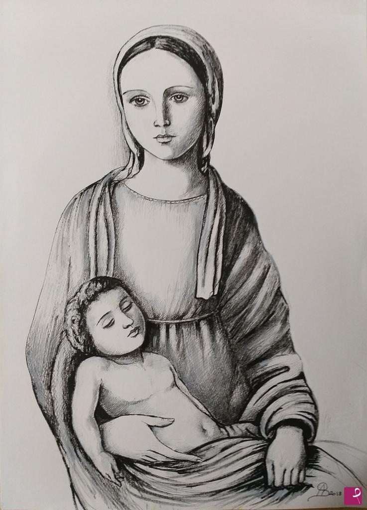 quadri in vendita online - Madonna con bambino