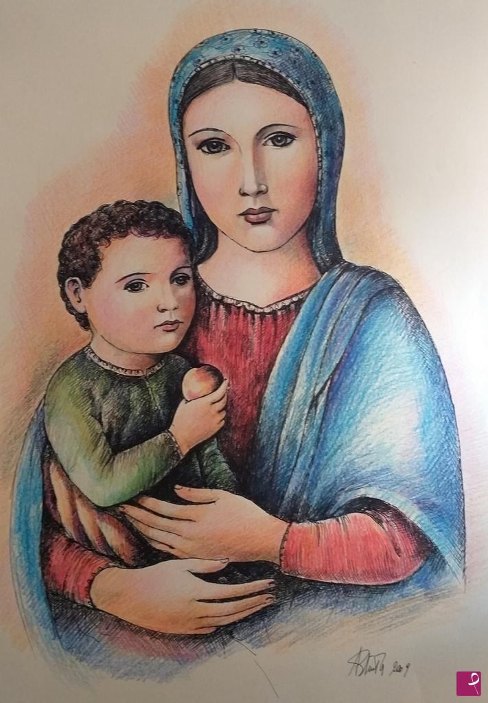 quadri in vendita online - Madonna con bambino