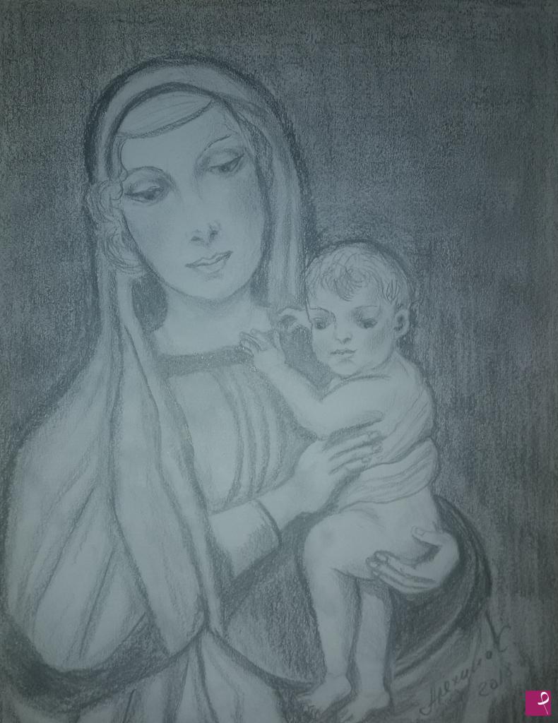 quadri in vendita online - Madonna con bambino