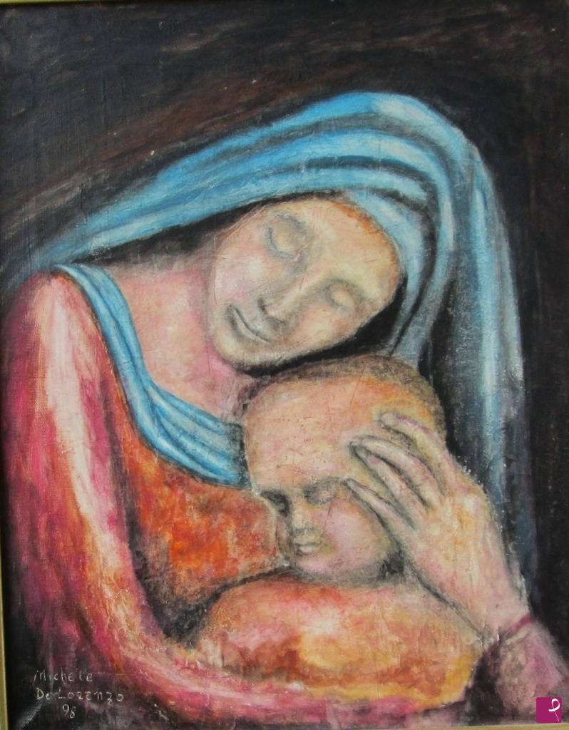 quadri in vendita online - Madonna con bambino  anno1998 affresco su tela