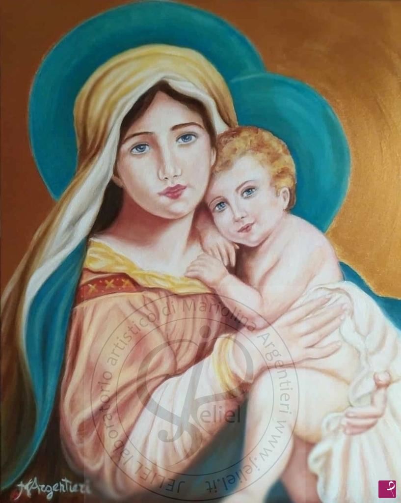 quadri in vendita online - "Madonna con bambino" D'apres Hans Zatzka