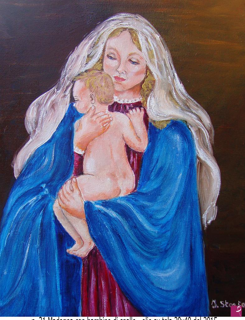quadri in vendita online - Madonna con bambino di spalle