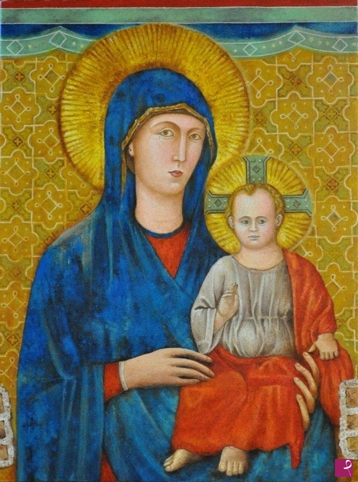 quadri in vendita online - Madonna con Bambino tra i Santi Giovanni Battista e Giovanni Evangelista (anno 2013)