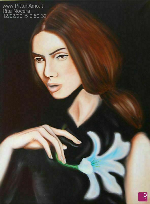 quadri in vendita online - Madonna con fiore