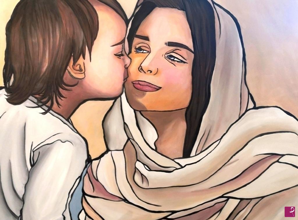 quadri in vendita online - MADONNA CON IL BAMBINO E IL BACIO