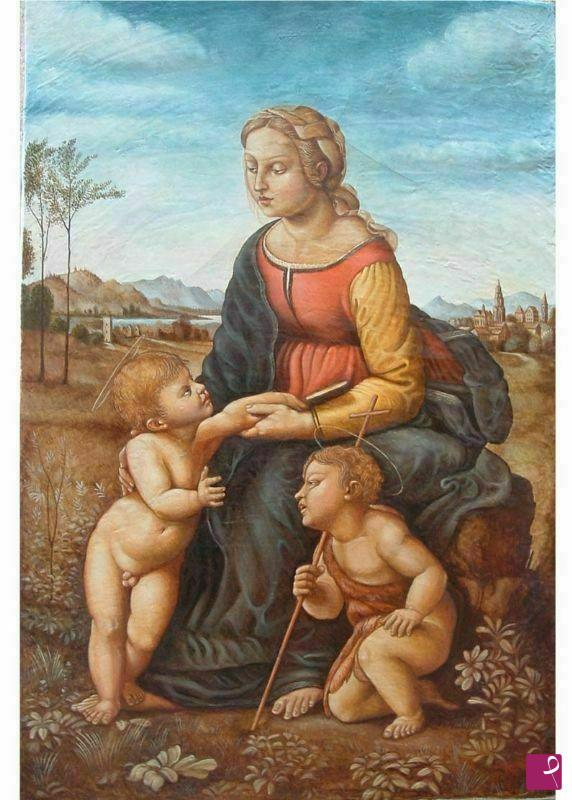 quadri in vendita online - Madonna con il bambino e San Giovannino
