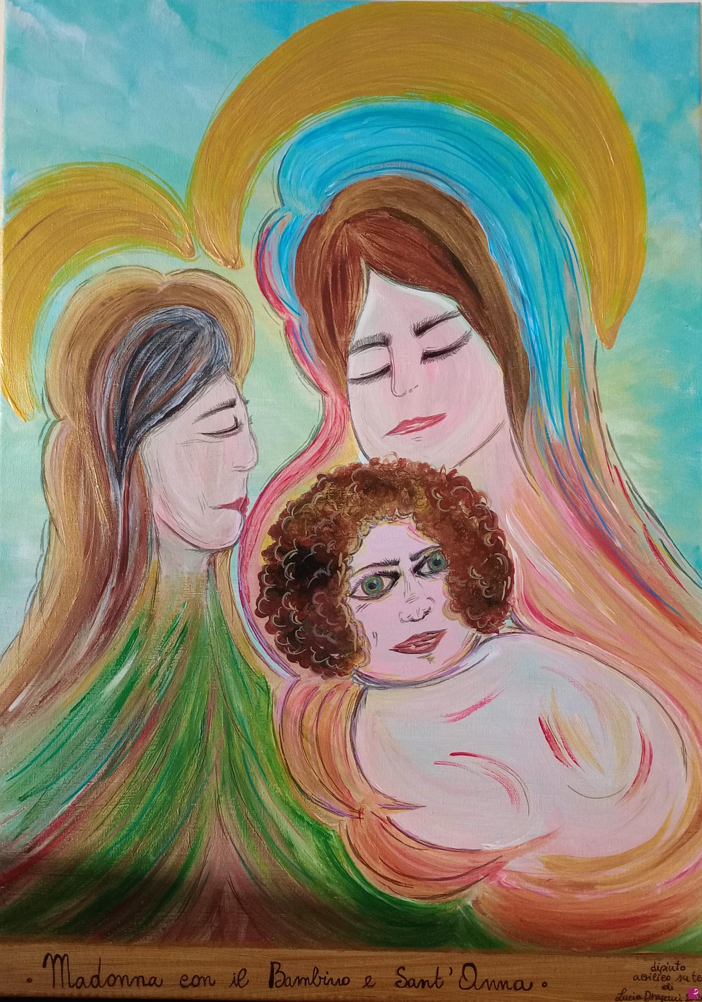 quadri in vendita online - Madonna con il bambino e Sant'Anna 