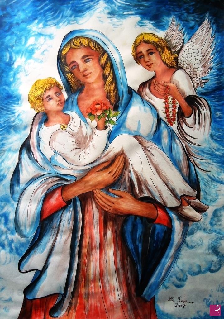 quadri in vendita online - Madonna con putto