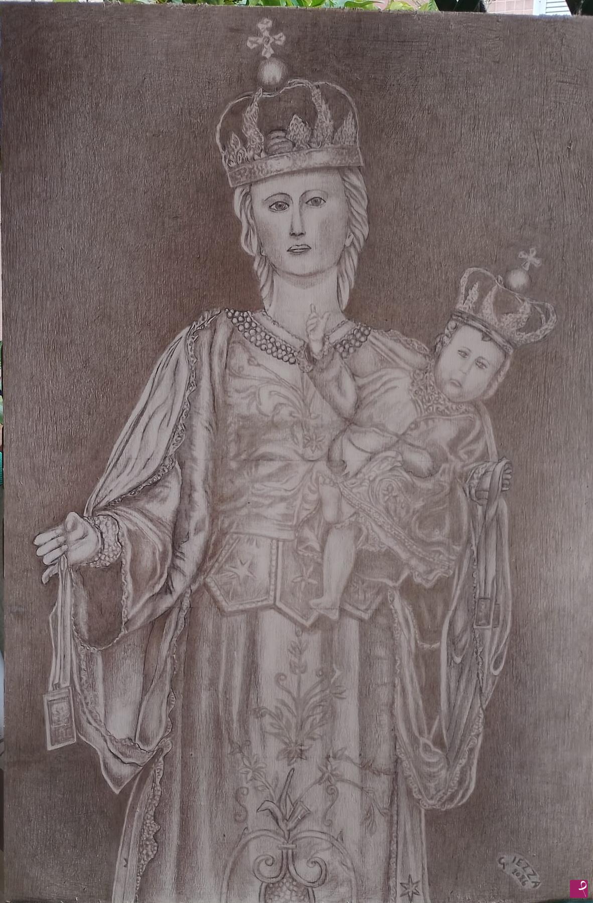quadri in vendita online - Madonna del Carmine (punta Argento su compensato)