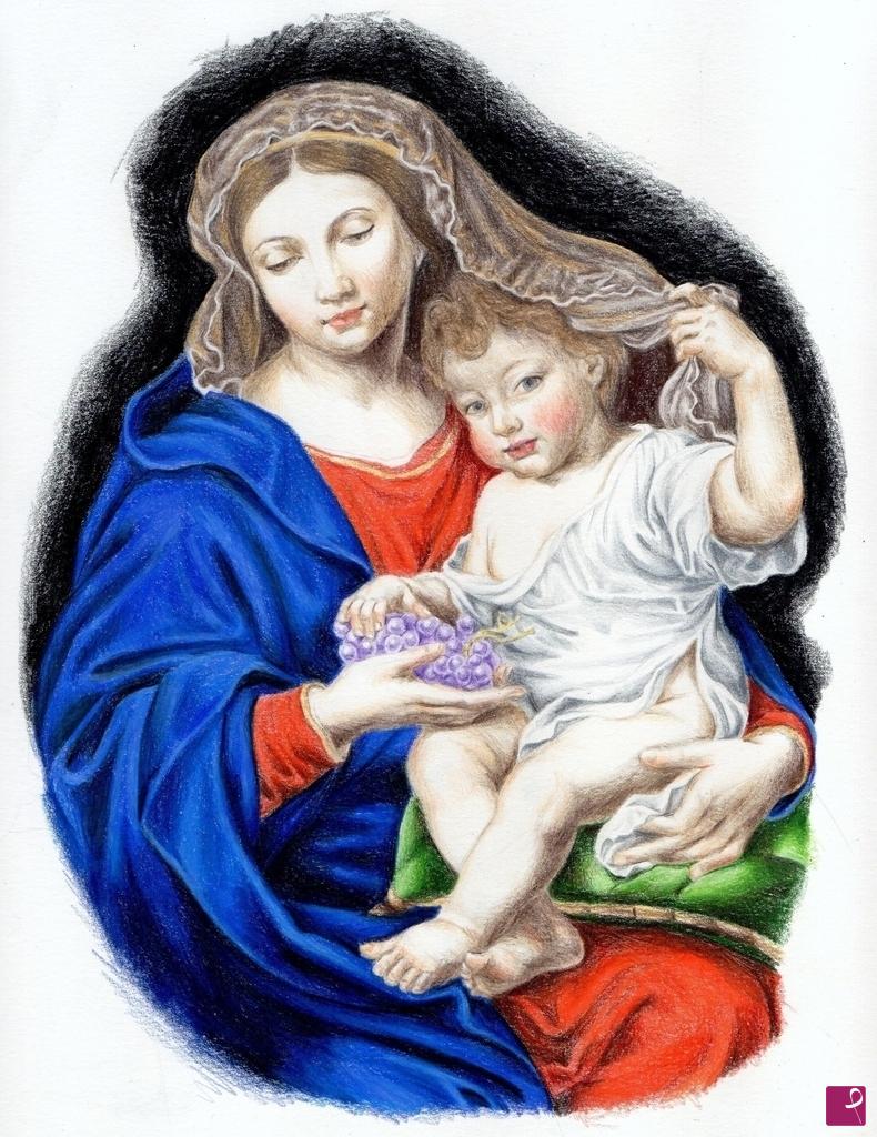 quadri in vendita online - Madonna del grappolo d'uva