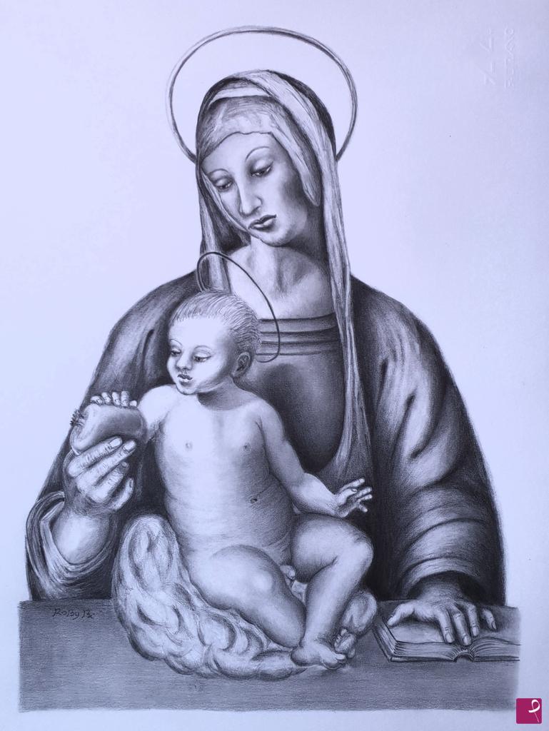 quadri in vendita online - Madonna del melograno 