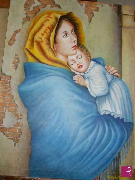 quadri in vendita online - madonna del riposo o del muretto