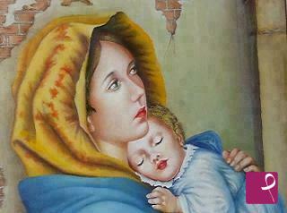 quadri in vendita online - madonna del riposo o protettrice dell'infanzia