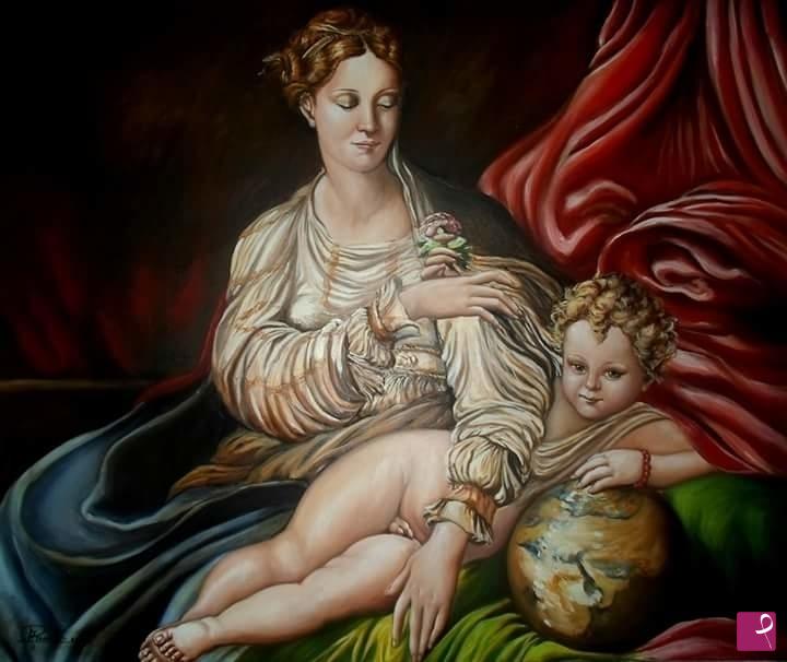 quadri in vendita online - Madonna della rosa