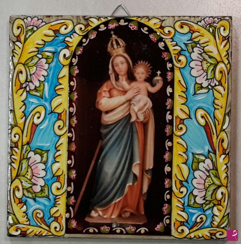 quadri in vendita online - " Madonna della scala " su ceramica artistica siciliana 