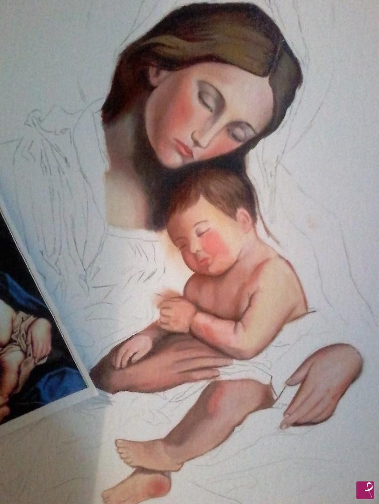 quadri in vendita online - madonna e bambino (fase di lavorazione 1)