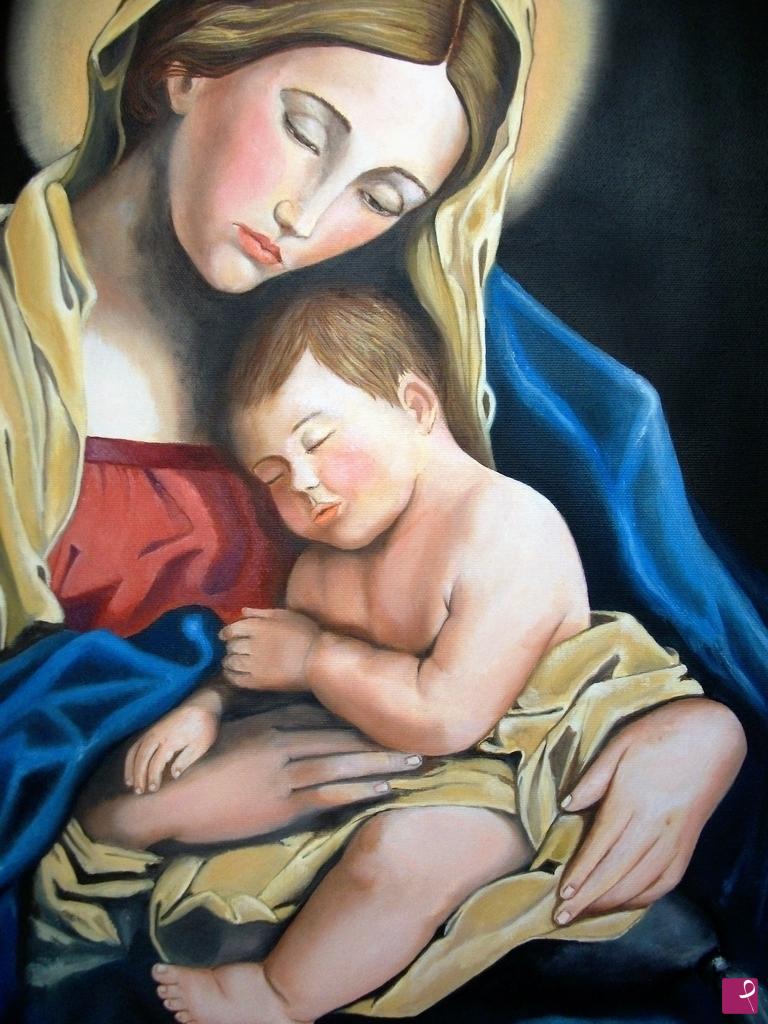 quadri in vendita online - MADONNA E BAMBINO (PARTICOLARE)