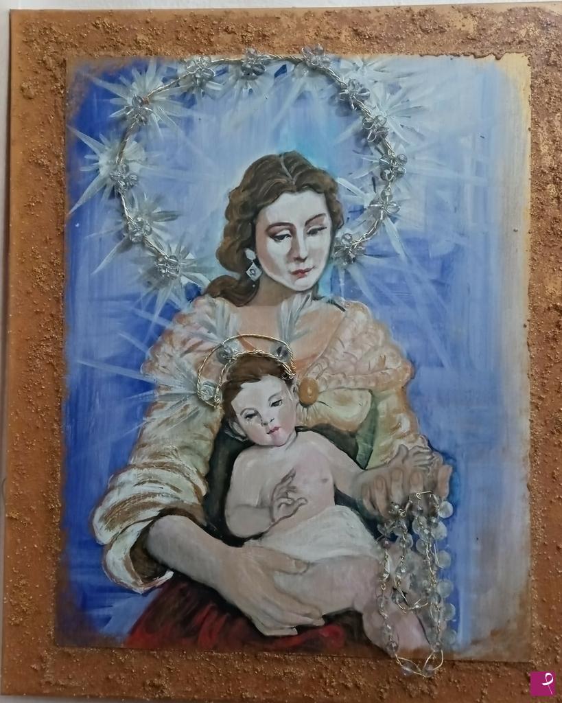 quadri in vendita online - Madonna Mamma con Rosario