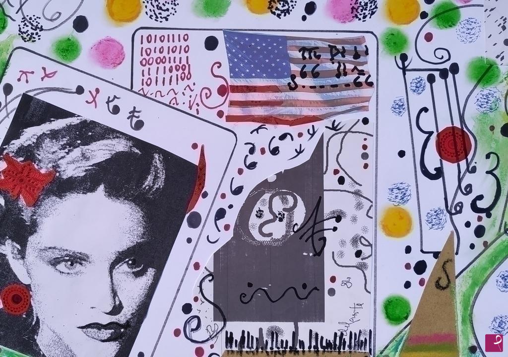 quadri in vendita online - "Madonna negli USA,"energia e musica,composizione multipla
