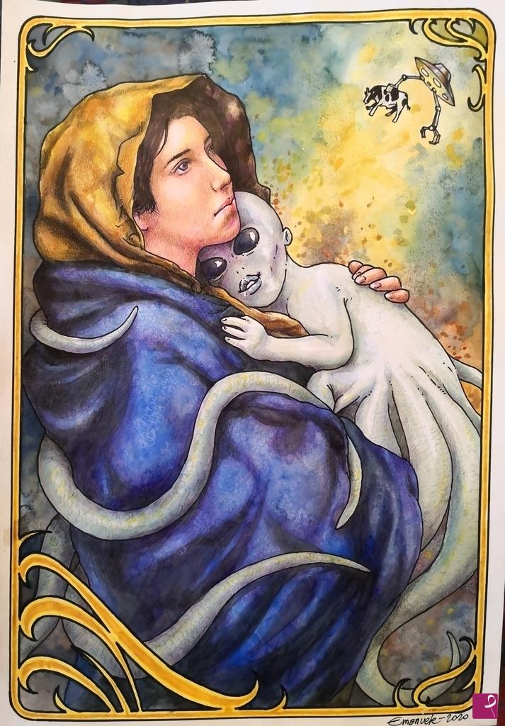 quadri in vendita online - Madonna with Little Grey