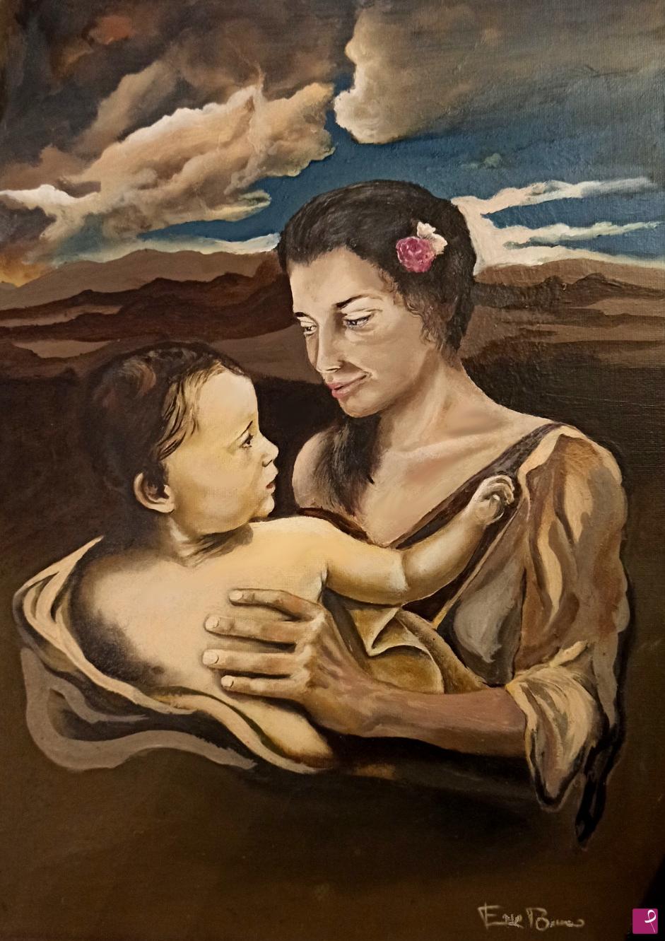 quadri in vendita online - Madre con bambino