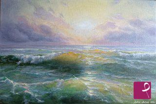 quadri in vendita online - Magical sunset and sea