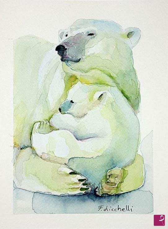 quadri in vendita online - Mamma orsa e cucciolo