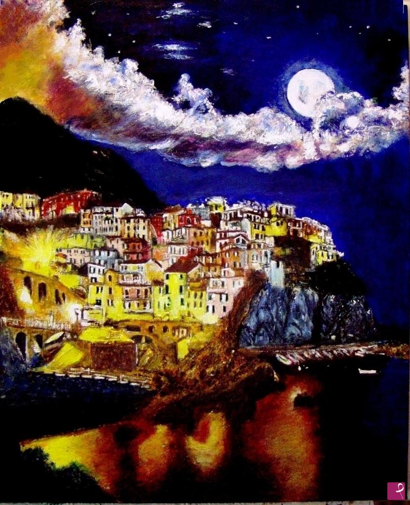 quadri in vendita online - Manarola, notturno
