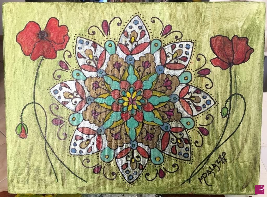 quadri in vendita online - Mandala e papaveri