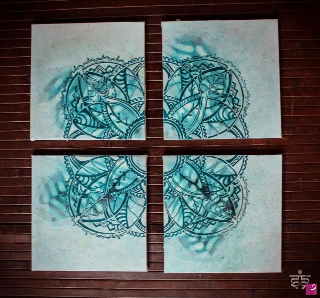 quadri in vendita online - MANDALA SCOMPOSTO IN 4 PEZZI