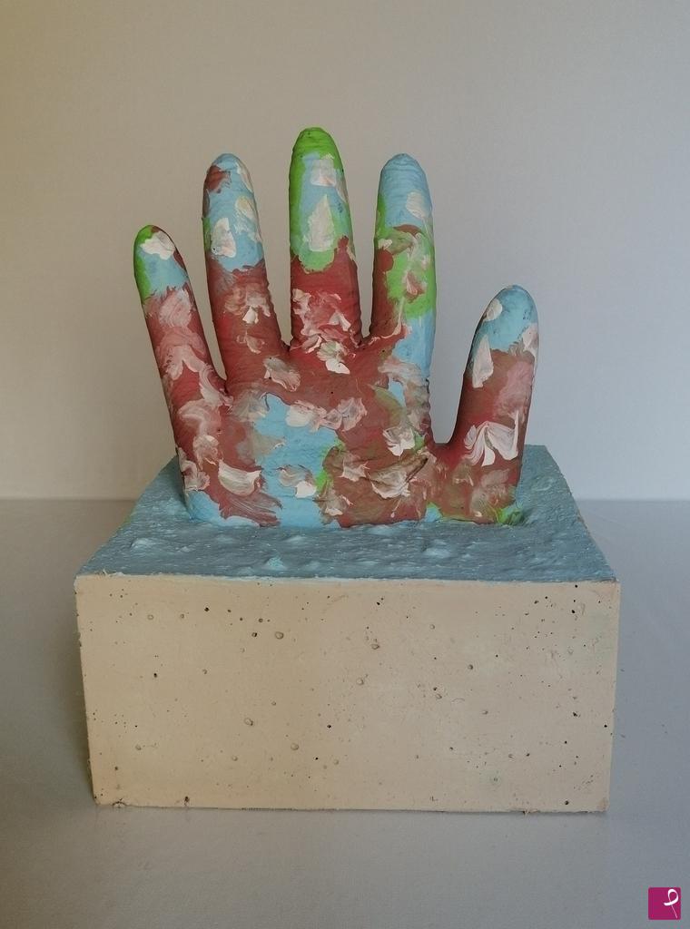 quadri in vendita online - MANO SEI di 12 (15x15x20 cm; OLIO SU CALCESTRUZZO)