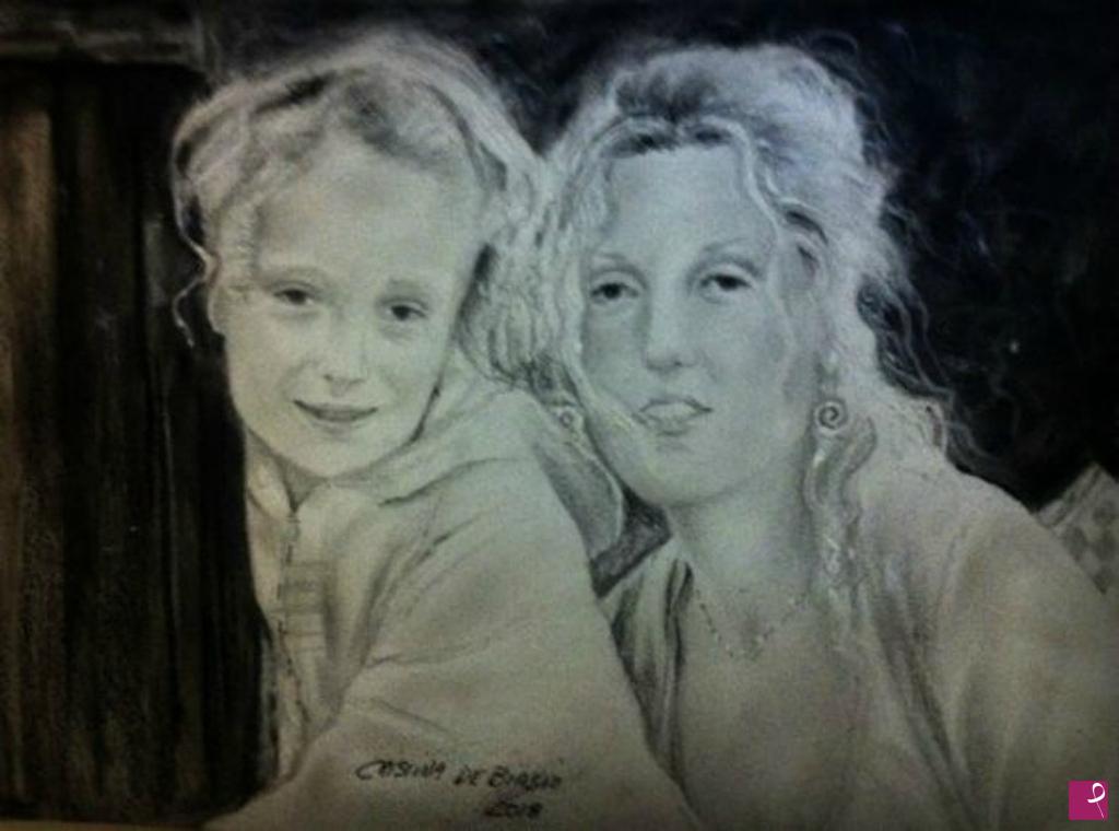 quadri in vendita online - Manuela  e  sua  figlia