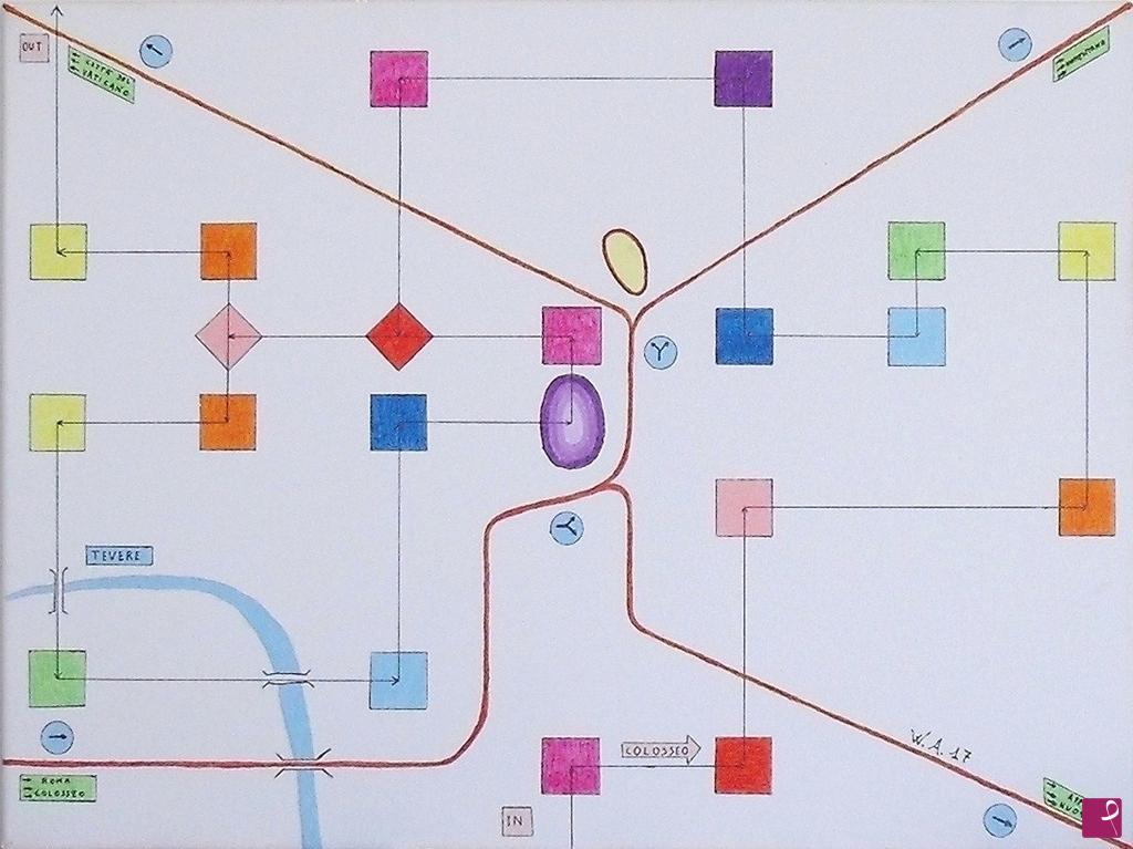 quadri in vendita online - MAPPA IDEALE DI ROMA-COLOSSEO