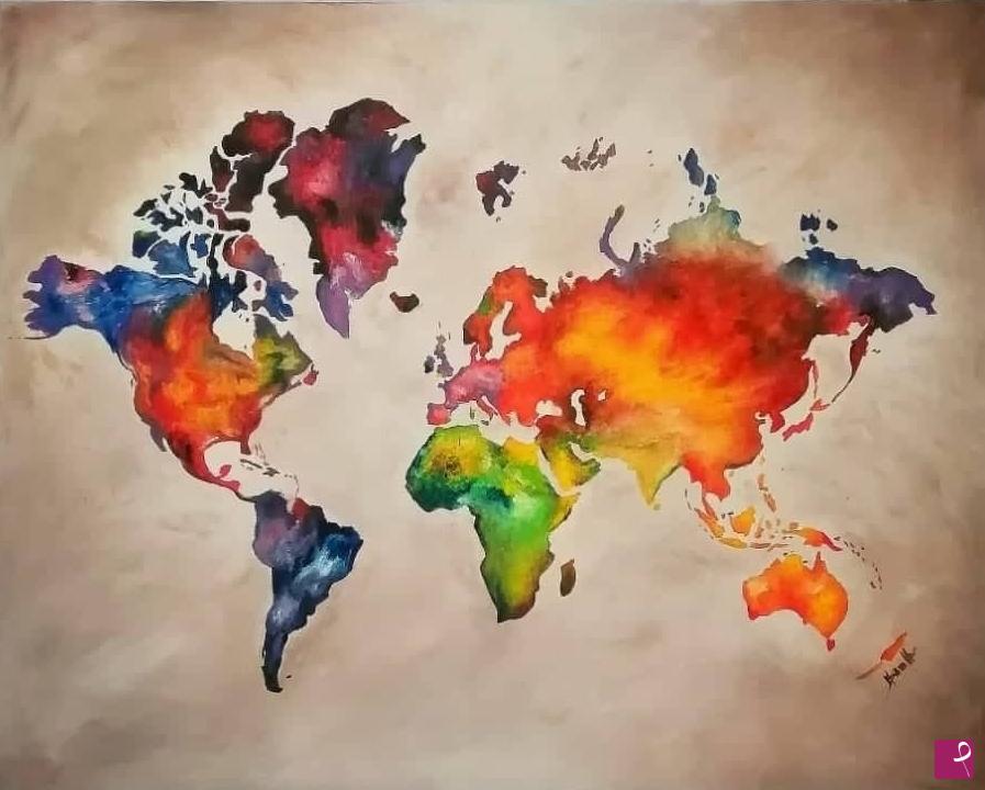quadri in vendita online - Mappa Mondo