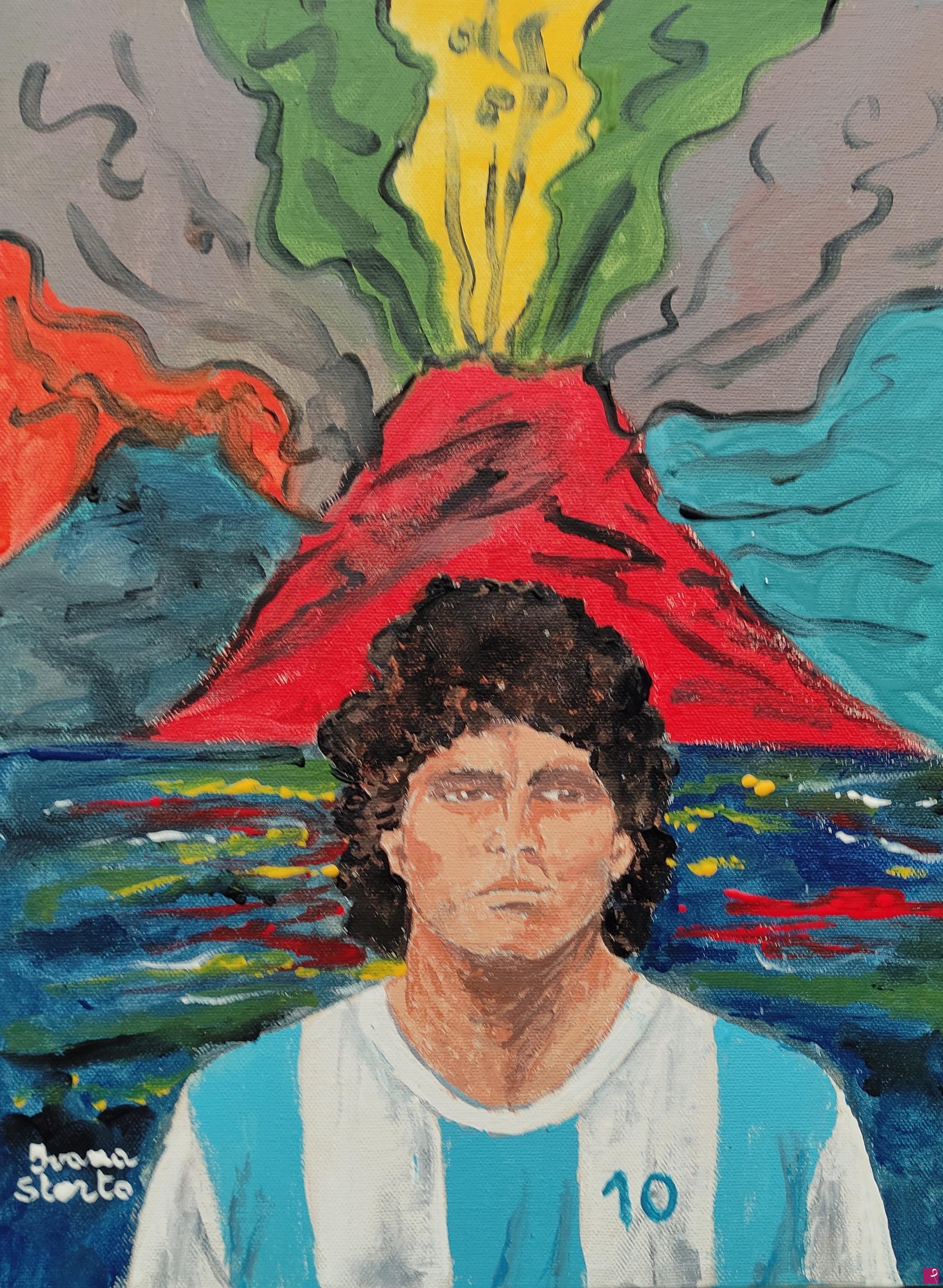 quadri in vendita online - Maradona e il Vesuvio