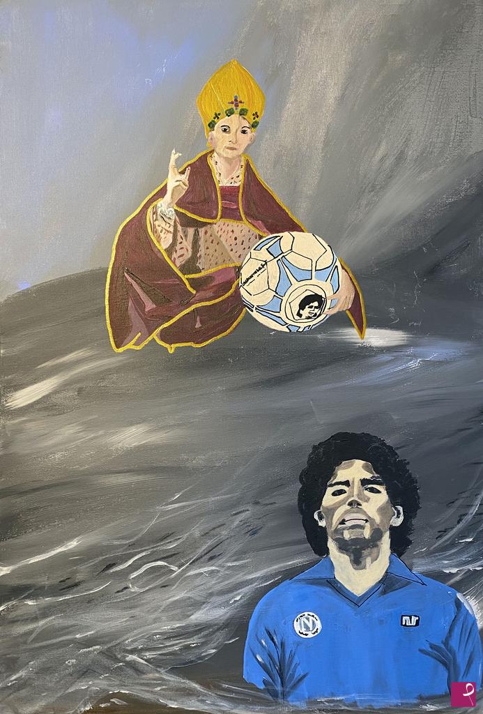 quadri in vendita online - Maradona incontra S.Gennaro