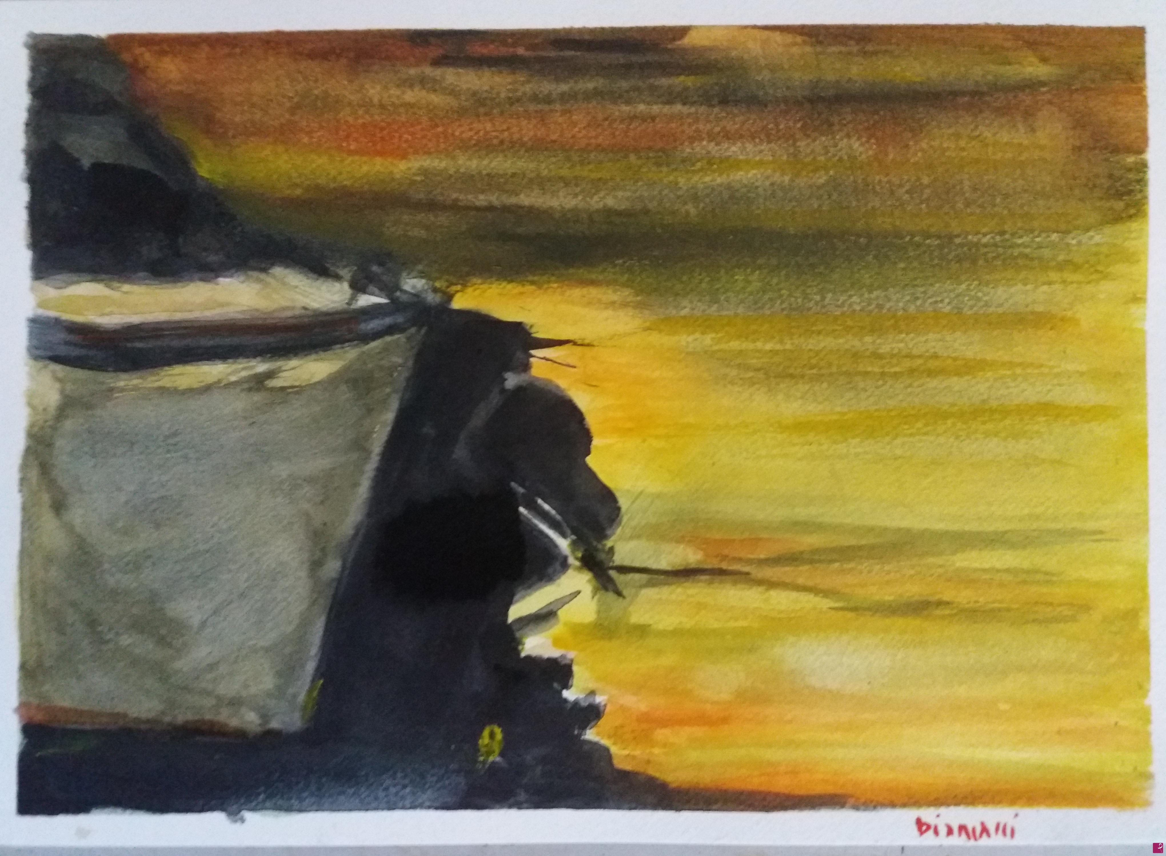quadri in vendita online - mare giallo oro
