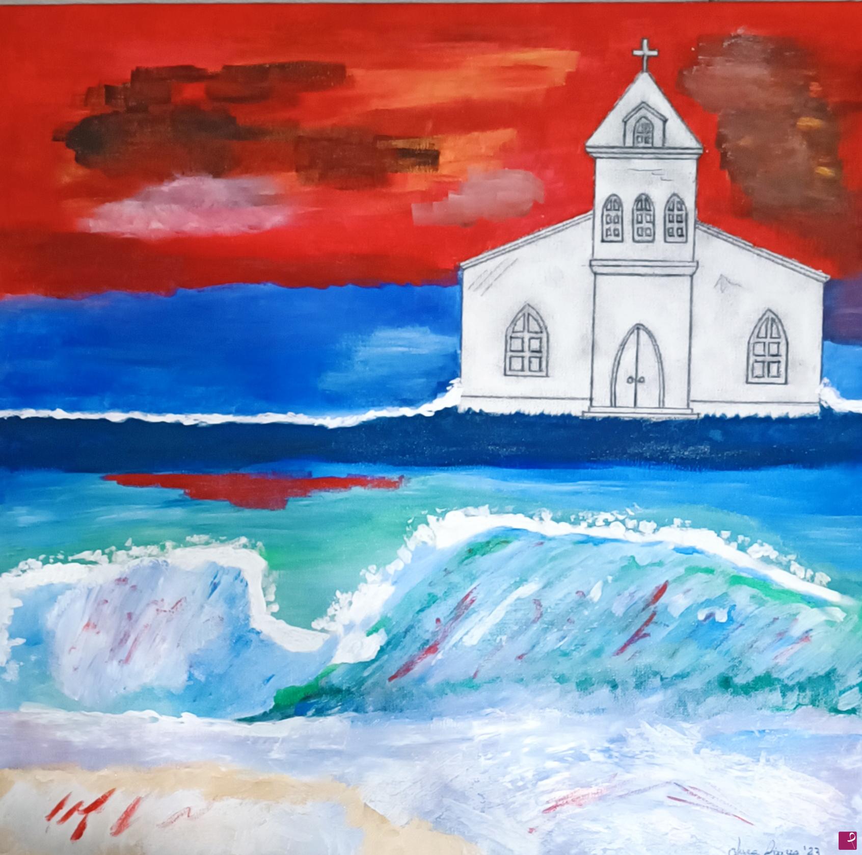 quadri in vendita online - MARE IN TEMPESTA CON ABBAZIA