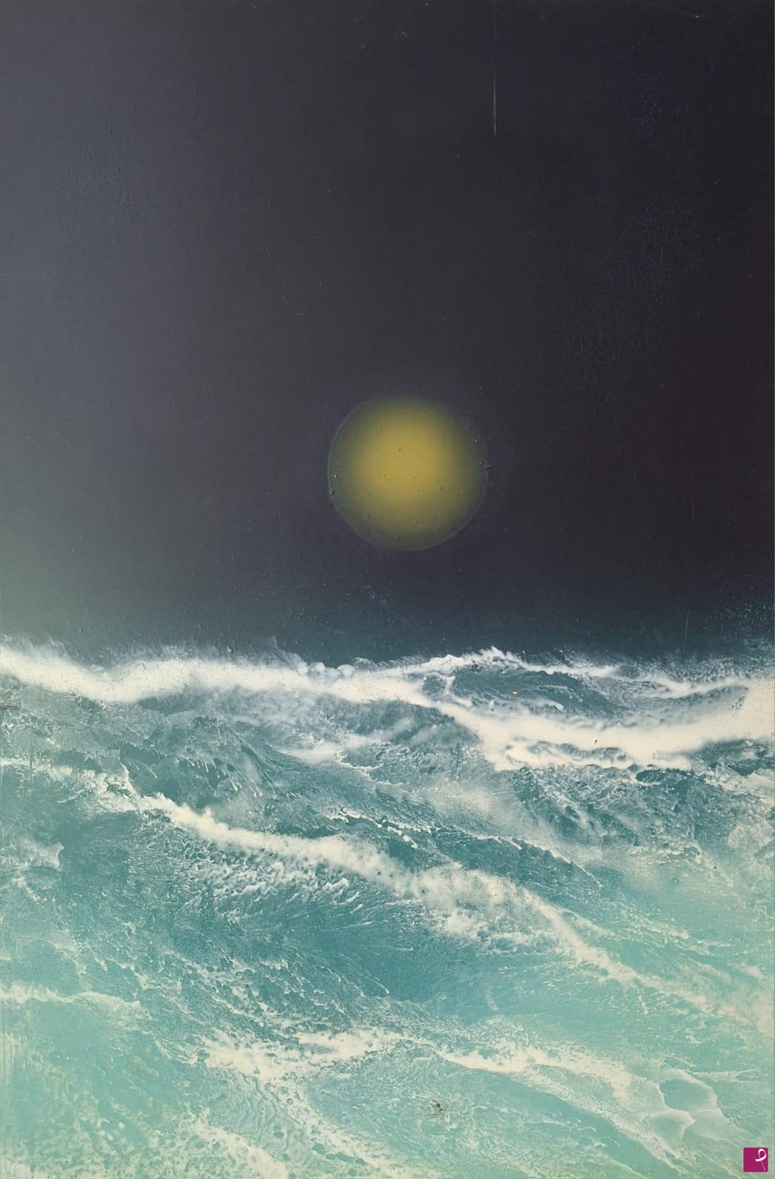 quadri in vendita online - Mare mosso con luna piena