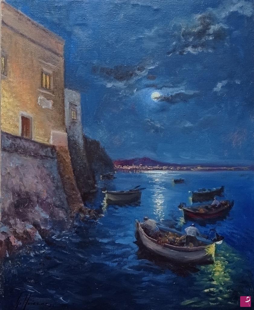 quadri in vendita online - Marechiaro al chiaro di luna