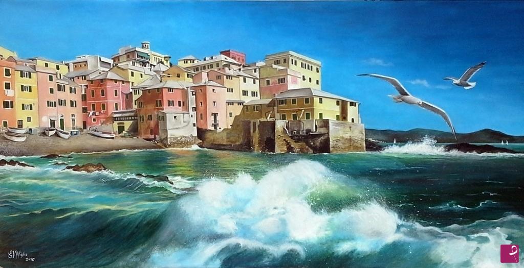 quadri in vendita online - Mareggiata a Boccadasse