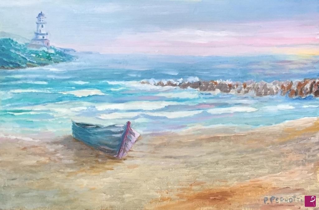 quadri in vendita online - Mareggiata al tramonto