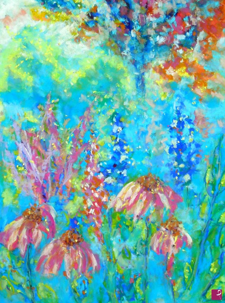 quadri in vendita online - Margherite rosa in giardino - 266