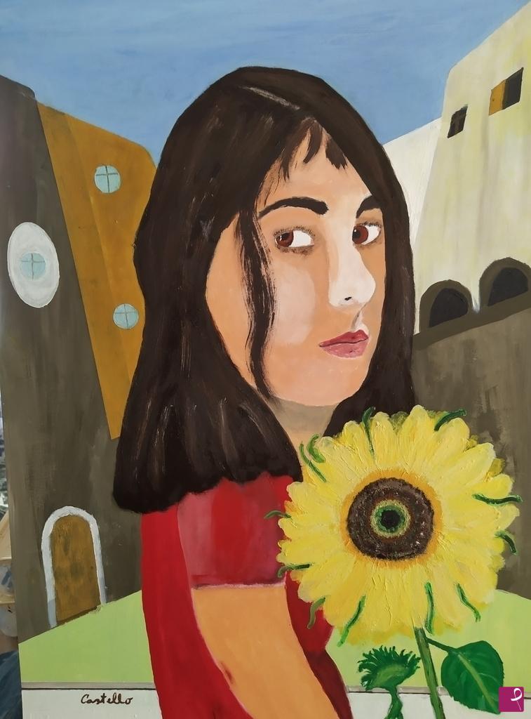 quadri in vendita online - Maria Sole e il girasole